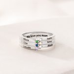 Personalized 1-8 Birthstones Ring with Engraved Name Dainty Women Jewellery Birthday Mother's Day Gift for Grandma Mom