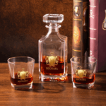 Personalised Golden Shield Initial Whiskey Decanter with Name Birthday Father's Day Gift for Bartender Dad Man