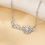 Collar Personalizado Flor de Nacimiento Exquisita Joyería con Nombre Cumpleaños Aniversario San Valentín Regalo para Mujer
