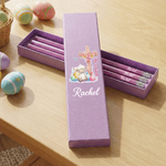 Personalized He Is Risen Easter Egg Pencil Case and Pack of 12 Pencils Set with Name Birthday Easter Back to School Gift for Boys Girls