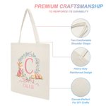 Personalised Cute Easter Bunny Wreath Bow Canvas Tote Bag with Initial and Name Daily Use Easter Day Gift for Kids