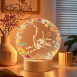 Personalized Holding Hands LED Night Light with Name and Wooden Base Room Decor Mother's Day Birthday Baby Shower Gift for Newborn New Mom