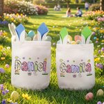 Personalized Bunny Ears Easter Basket with Name Egg Hunting Accessories Easter Gift for Boys Girls