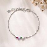 Personalised 1-7 Marquise Birthstones Adjustable Bracelet Dainty Jewellery Birthday Valentine's Day Anniversary Gift for Women