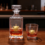 Personalised Golden Shield Initial Whiskey Decanter with Name Birthday Father's Day Gift for Bartender Dad Man