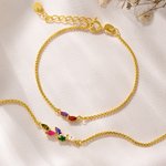 Personalised 1-7 Marquise Birthstones Adjustable Bracelet Dainty Jewellery Birthday Valentine's Day Anniversary Gift for Women