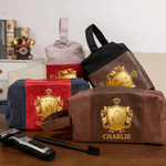 Personalisierte goldene Schild tragbare PU-Leder Kulturtasche mit Initialen und Namen Reisezubehör Geburtstagsgeschenk für Männer