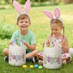Personalized Bunny Ears Easter Basket with Name Egg Hunting Accessories Easter Gift for Boys Girls