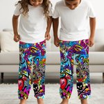 Henkilökohtainen Graffiti-Art Style Kid nainen mies pyjama housut värikäs nimi ja kiristysnauha päivittäinen kuluminen syntymäpäivälahja perheen ystävä