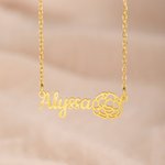 Collar Personalizado Flor de Nacimiento Exquisita Joyería con Nombre Cumpleaños Aniversario San Valentín Regalo para Mujer
