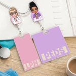 Personalised Cartoon Medical Character Acrylic ID Badge Reel with Name and Title Appreciation Nurse Week Gift for Doctor Nurse Medical Staff