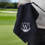 Personalised Golf Elements Monogram Magnetic Design Waffle Golf Towel with Name Initial and Hanging Clip Birthday Gift for Golf Players Lovers