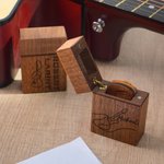 Personalised Note Guitar Design Wooden Guitar Picks Storage Box Set with 5 Picks and Name Birthday Gift for Musician Guitar Player