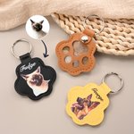 Porte-clés gaufré en forme de patte personnalisé avec photo et nom - Cadeau d'anniversaire pour amoureux des animaux