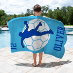 Toalla de playa personalizada de secado rápido con silueta de jugador de pelota de mano nombre y número regalo de vacaciones para amantes del deporte