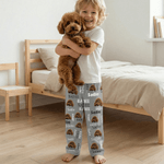 Personalised Multi-Colour Word Cloud Pet Face Photo Soft Pyjama Pants with Name Daily Wear Birthday Gift for Pet Lovers Friends