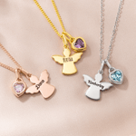 Personalizada Ángel de la Guarda Birthstone Collar con Nombre Dainty Joyería Día de la Madre Cumpleaños Regalo para Mujeres Familia Amigos