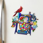 Personalizada Vidriera Estilo Arte Cardenal Máquina de Coser Acrílico Nevera Imán con Nombre Decoración para el Hogar Regalo conmemorativo para las mujeres