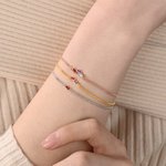 Personalised 1-7 Marquise Birthstones Adjustable Bracelet Dainty Jewellery Birthday Valentine's Day Anniversary Gift for Women