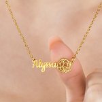 Collar Personalizado Flor de Nacimiento Exquisita Joyería con Nombre Cumpleaños Aniversario San Valentín Regalo para Mujer