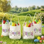 Personalized Bunny Ears Easter Basket with Name Egg Hunting Accessories Easter Gift for Boys Girls