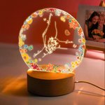 Personalized Holding Hands LED Night Light with Name and Wooden Base Room Decor Mother's Day Birthday Baby Shower Gift for Newborn New Mom