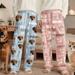 Personalised Multi-Colour Word Cloud Pet Face Photo Soft Pyjama Pants with Name Daily Wear Birthday Gift for Pet Lovers Friends