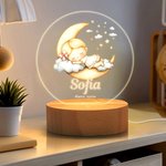 Luce notturna a LED in acrilico personalizzata con nome e base in legno, decor per camera - Regalo di compleanno per bambini