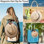 Clips de Chapeau Magnétiques en Cuir Personnalisés avec Initiale Nom Fleur de Naissance Lot de 2 Accessoires de Voyage Cadeau Vacance d'Été pour Femme
