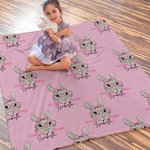 Personalizzato Cute Easter Bunny Coperta morbida con nome Home Decor Regalo di Pasqua per la famiglia bambini