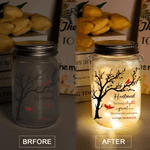 Personalisierte Memorial Tree Cardinal Glowing Mason Jar mit Nickname und Text Home Decor Sympathie Geschenk für den Verlust von Papa Mama