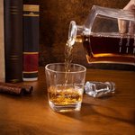 Personalized Pour Lines Name Hexagonal Decanter 2 Whiskey Glasses Set with Wooden Storage Box Birthday Anniversary Gift for Men Whiskey Lovers
