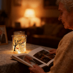 Personalisierte Memorial Tree Cardinal Glowing Mason Jar mit Nickname und Text Home Decor Sympathie Geschenk für den Verlust von Papa Mama