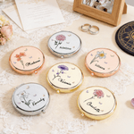 Personalized Crystal Birth Flower Butterfly Portable Folding Pocket Makeup Mirror with Name Wedding Birthday Gift for Bridesmaid Friend Woman