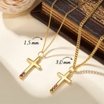 Collana con croce personalizzata con 1-6 pietre di nascita, gioiello stile minimalista - Regalo di compleanno per uomini e donne