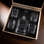 Personalized Pour Lines Name Hexagonal Decanter 2 Whiskey Glasses Set with Wooden Storage Box Birthday Anniversary Gift for Men Whiskey Lovers