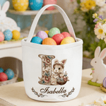 Personalisierte Vintage Bunny Floral große Kapazität Ostern Eimer Korb mit Namen und Initialen Ostereierjagd Party Favors Geschenk für Kinder