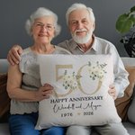 Taie d'oreiller personnalisée pour anniversaire de mariage avec le nom du couple et l'année Cadeau d'anniversaire de la Saint-Valentin pour couple
