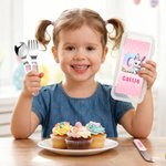 Personalised Cute Cartoon Bunny Fork Spoon Knife 3 Pcs Cutlery Set with Name and Case Back to School Birthday Easter Gift for Boys Girls