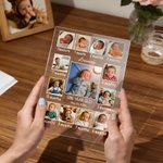 Personalised Infant Life Milestones 13 Photos 7 Colours Acrylic LED Night Light with Wooden Base Nursery Decor Baby Shower Birthday Gift for Newborns