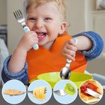 Personalised Cute Cartoon Bunny Fork Spoon Knife 3 Pcs Cutlery Set with Name and Case Back to School Birthday Easter Gift for Boys Girls