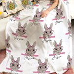 Personalizzato Cute Easter Bunny Coperta morbida con nome Home Decor Regalo di Pasqua per la famiglia bambini