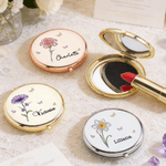 Cristallo personalizzato Fiore di nascita Farfalla Specchio da trucco portatile pieghevole tascabile con nome Matrimonio Regalo di compleanno per la damigella d'onore Amica Donna