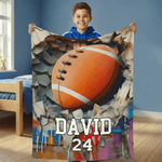 Personalisierte Sportball Design Wurfdecke mit Namen und Nummer Home Decor Geburtstagsgeschenk für Sportliebhaber