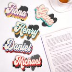 Segnalibro magnetico personalizzato a strisce colorate in stile retrò con nome Accessori per la lettura Regalo di compleanno per topi di biblioteca