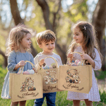 Personalized Easter Bunny Floral Embroidery Style Large Capacity Jute Tote Bag with Name and Initial Eggs Hunting Easter Holiday Gift for Kids