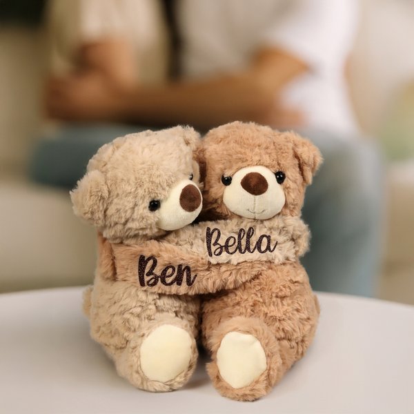 Personalisierte Bären Welpen mit Namen | Umarmende Kuscheltiere mit Lavendelduft | Jahrestag Geburtstag Valentinstag Geschenk für Kinder Freunde Paare