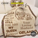 Personalized Long-Tailed Couple Marsupilami Soft Tassel Throw Blanket with Name Valentine's Day Anniversary Gift for Couple | Callie × Marsupilami®