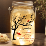 Personalisierte Memorial Tree Cardinal Glowing Mason Jar mit Nickname und Text Home Decor Sympathie Geschenk für den Verlust von Papa Mama
