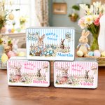 Personalized Happy Easter Cute Bunny Easter Egg Biscuit Tin Storage Box with Name Easter Party Gift for Boys Girls